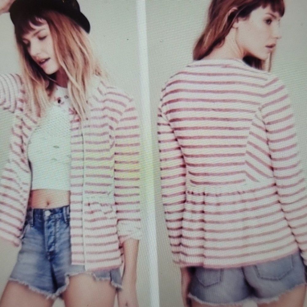 Free People Red Striped Perfume Jacket Size Medium.